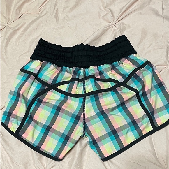 lululemon athletica Pants - Lululemon Rare Plaid Tracker Speed Shorts II Like New Women’s Sz 6 Neon Rainbow